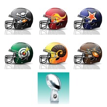 American Football Helmets And Trophy Icon