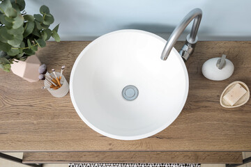 Sink in interior of modern stylish bathroom