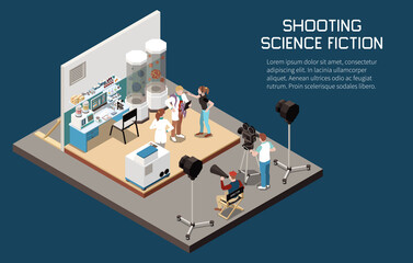 Wall Mural - Shooting Cinema Isometric Background