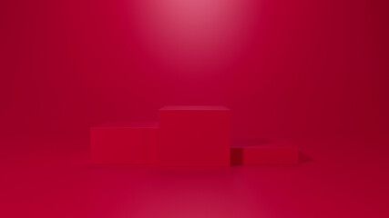 Wall Mural - Empty podium or pedestal display on white background with stand concept. Blank product shelf standing backdrop. 3D rendering