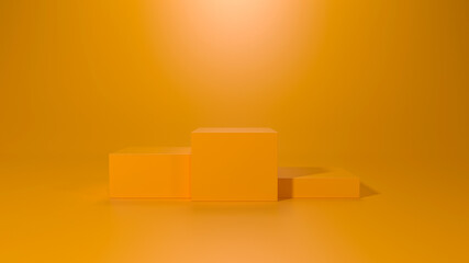Wall Mural - Empty podium or pedestal display on white background with stand concept. Blank product shelf standing backdrop. 3D rendering