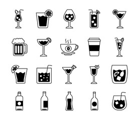 Sticker - bundle of drinks collection set icons