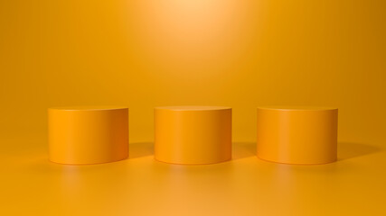 Wall Mural - Empty podium or pedestal display on white background with stand concept. Blank product shelf standing backdrop. 3D rendering