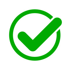 Checkmark Sign in a Green Circle. Vector Image.