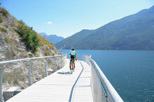 The First Section Of The Bicycle Path Garda By Bike  Was Inaugurated Overlooking The Large Lake That Connects With Riva Del Garda.