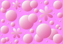Background Seamless Pattern With Pink Bubbles And Flowers In Vector Format