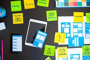 The concept of website designers and mobile application design.