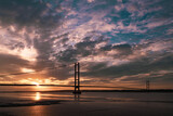 The Sun setting over the Humber Bridge