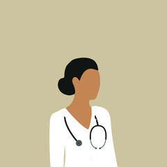 Woman doctor with a stethoscope on a beige background