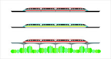 Set Of Monorail Sky Train Drawing In Vector
