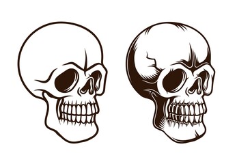 Wall Mural - Skull tattoo retro vector illustration. Skeleton vintage design.