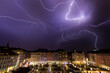 Lightning Storm over Vienna. Flash lightning storm over Vienna. Severe weather over urban area. Lightning Storm over Vienna. Blitzlicht Gewitter über Wien. Unwetter über städtischem Gebiet. 