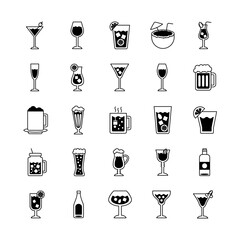 Wall Mural - bundle of drinks collection set icons