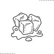 melting ice cubes vector icon in outlines