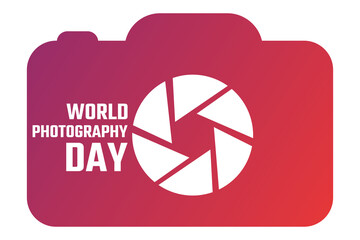 World photo or photography Day. August 19. Holiday concept. Template for background, banner, card, poster with text inscription. Vector EPS10 illustration.