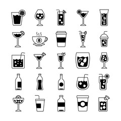 Wall Mural - bundle of drinks collection set icons