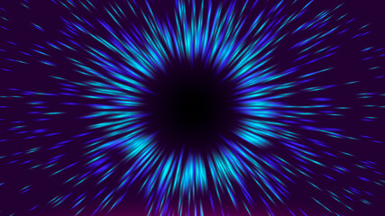 Wall Mural - Vector illustration of faster than light (FTL) interstellar or intergalactic travel. Speed of light and hyperspace. Colorful design template for poster, banner, cover, catalog, wallpaper.
