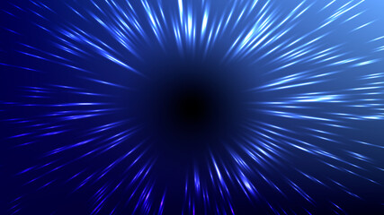 Wall Mural - Vector illustration of faster than light (FTL) interstellar or intergalactic travel. Speed of light and hyperspace. Colorful design template for poster, banner, cover, catalog, wallpaper.
