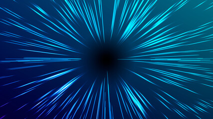 Wall Mural - Vector illustration of faster than light (FTL) interstellar or intergalactic travel. Speed of light and hyperspace. Colorful design template for poster, banner, cover, catalog, wallpaper.
