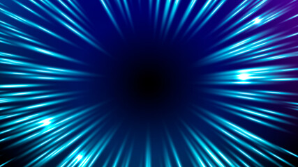 Wall Mural - Vector illustration of faster than light (FTL) interstellar or intergalactic travel. Speed of light and hyperspace. Colorful design template for poster, banner, cover, catalog, wallpaper.
