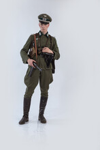Male Actor Reenactor In Historical Uniform As An Officer Of The German Army During World War II