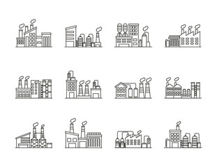 Wall Mural - bundle of industry factory set icons