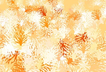  Light Orange vector abstract backdrop with leaves.
