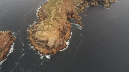 Wall Mural - Rocky Coast in Galicia, Spain. Aerial Drone Footage