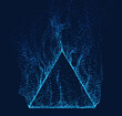 Dissolved pyramid vector. Smoke particles flow up. Technology triangle shape