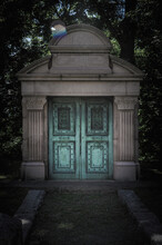 A Small Mausoleum At Sleepy Hollow Cemetary In Upstate New York