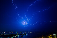 Beautiful Lightning Flash At Night