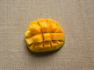 Wall Mural - Yellow color hedgehog cut ripe Kalaphad mango