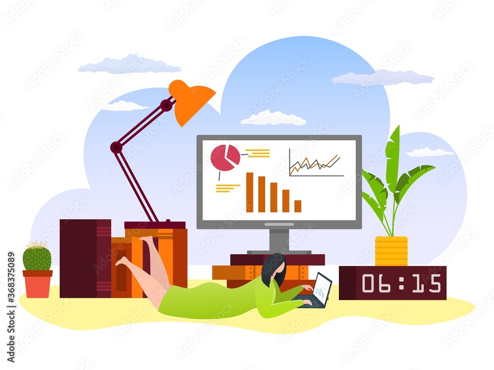Education online at home concept with computer and student girl ...