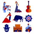 Andalusia set of vector icons and symbols