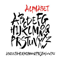 Wall Mural - vector acrylic brush style hand drawn alphabet font. calligraphy alphabet on a white background