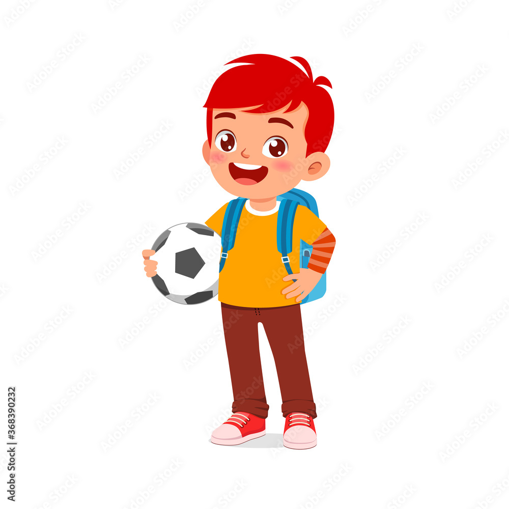 happy cute kid little boy girl ready to back to school Stock Vector ...