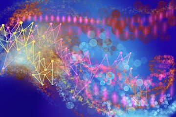 Wall Mural - Dots and Lines nerual network technology world connect abstract background with brilliant colors