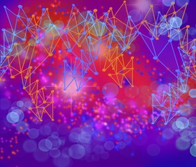 Wall Mural - Dots and Lines nerual network technology world connect abstract background with brilliant colors