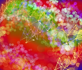 Wall Mural - Dots and Lines nerual network technology world connect abstract background with brilliant colors