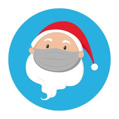 Poster - Santa Claus in medical mask. Vector icon.