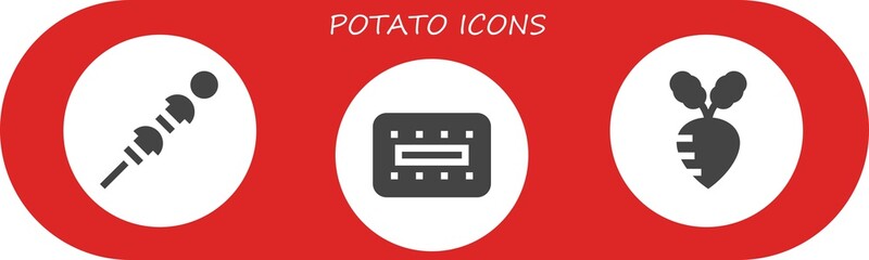 Wall Mural - Modern Simple Set of potato Vector filled Icons