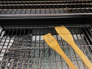 kitchen utensils on a wooden table