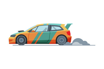 Sticker - Sport Racing Car, Side View, Fast Motor Racing Vehicle Vector Illustration