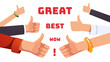 © iconicbestiary - Many thumbs up gesturing hands. Positive feedback