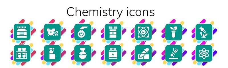 Poster - Modern Simple Set of chemistry Vector filled Icons