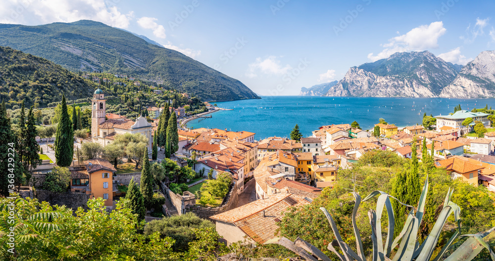 Panoramic view over Torbole, Lago di Garda, Trentino, Italy - obrazy, fototapety, plakaty 