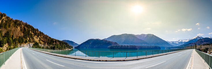 Poster - reservoir Sylvensteinspeicher lake in Bavaria