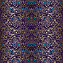 Ornamental Art Deco Luxury Seamless Pattern In Gold And Purple Colors