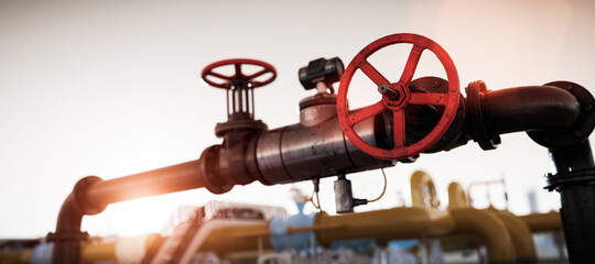 Gas tap with pipeline system at natural gas station.