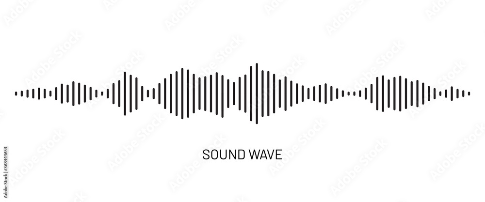 Black soundwave equalizer isolated on white background. Abstract music wave, radio signal frequency and digital voice visualisation. Audio sound symbol - obrazy, fototapety, plakaty 